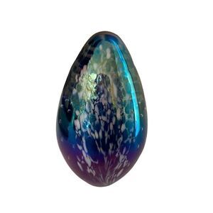 Glass Eye Studio Hand Blown Glass Ombre Iridescent Dichroic Egg Paperweight